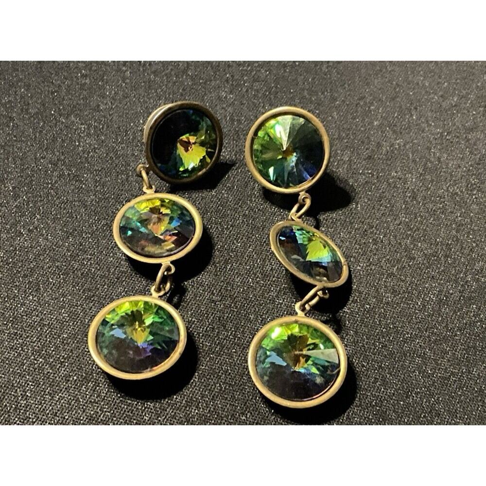 Vintage Gold Tone Watermelo Post Kaleidoscope Earrings